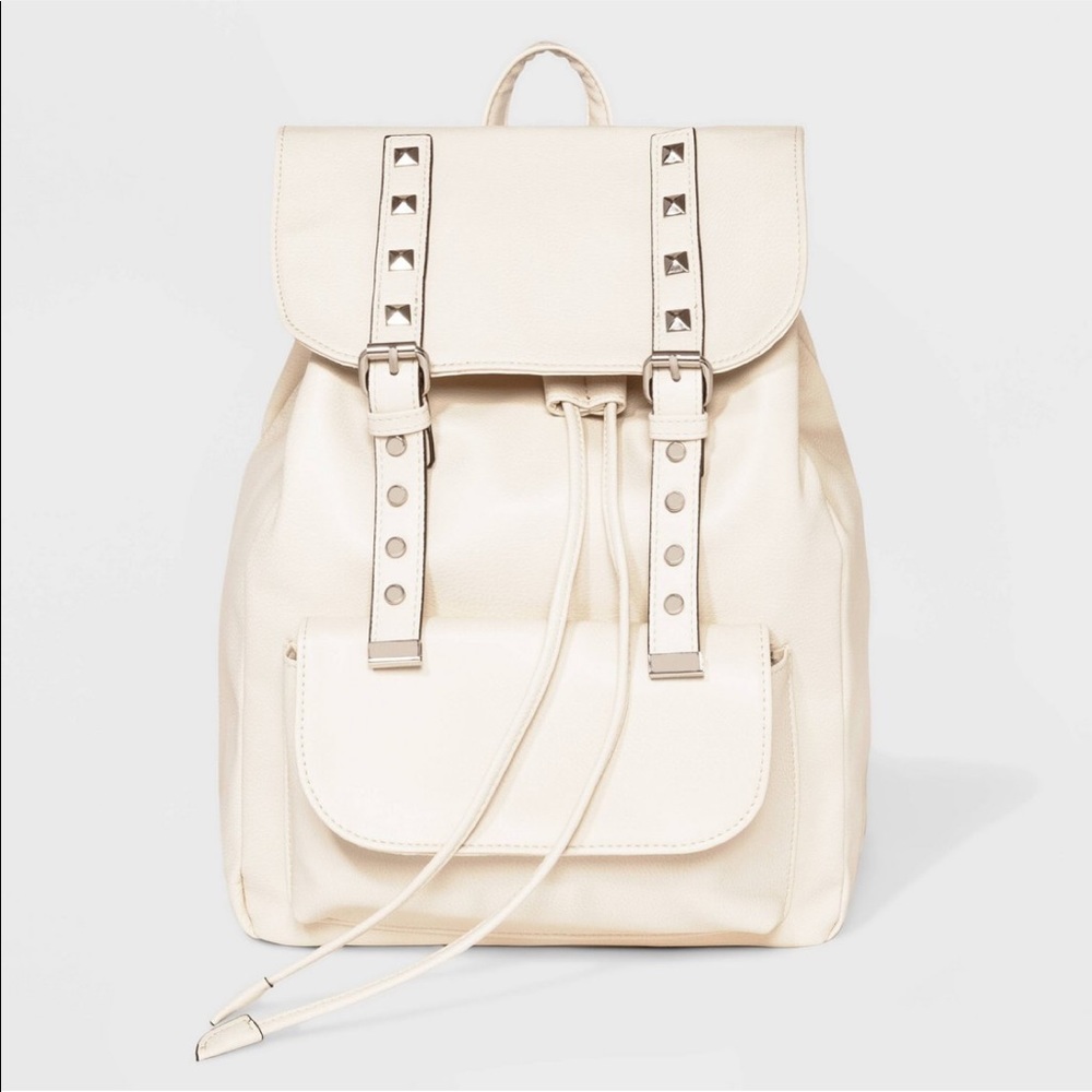 Studded faux leather backpack